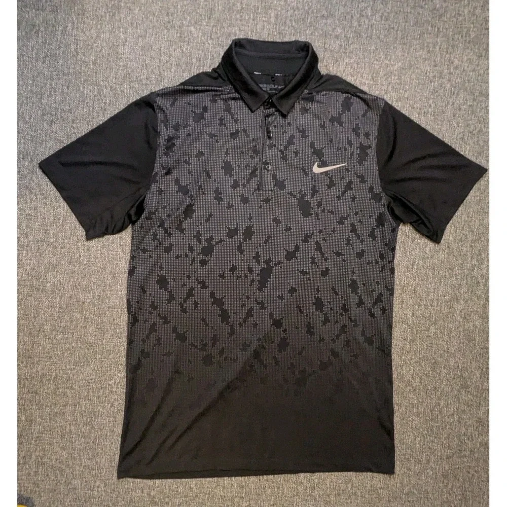 NIKE GOLF Performance Dri Fit Polo shirt black Size Medium Men's Sports Tee